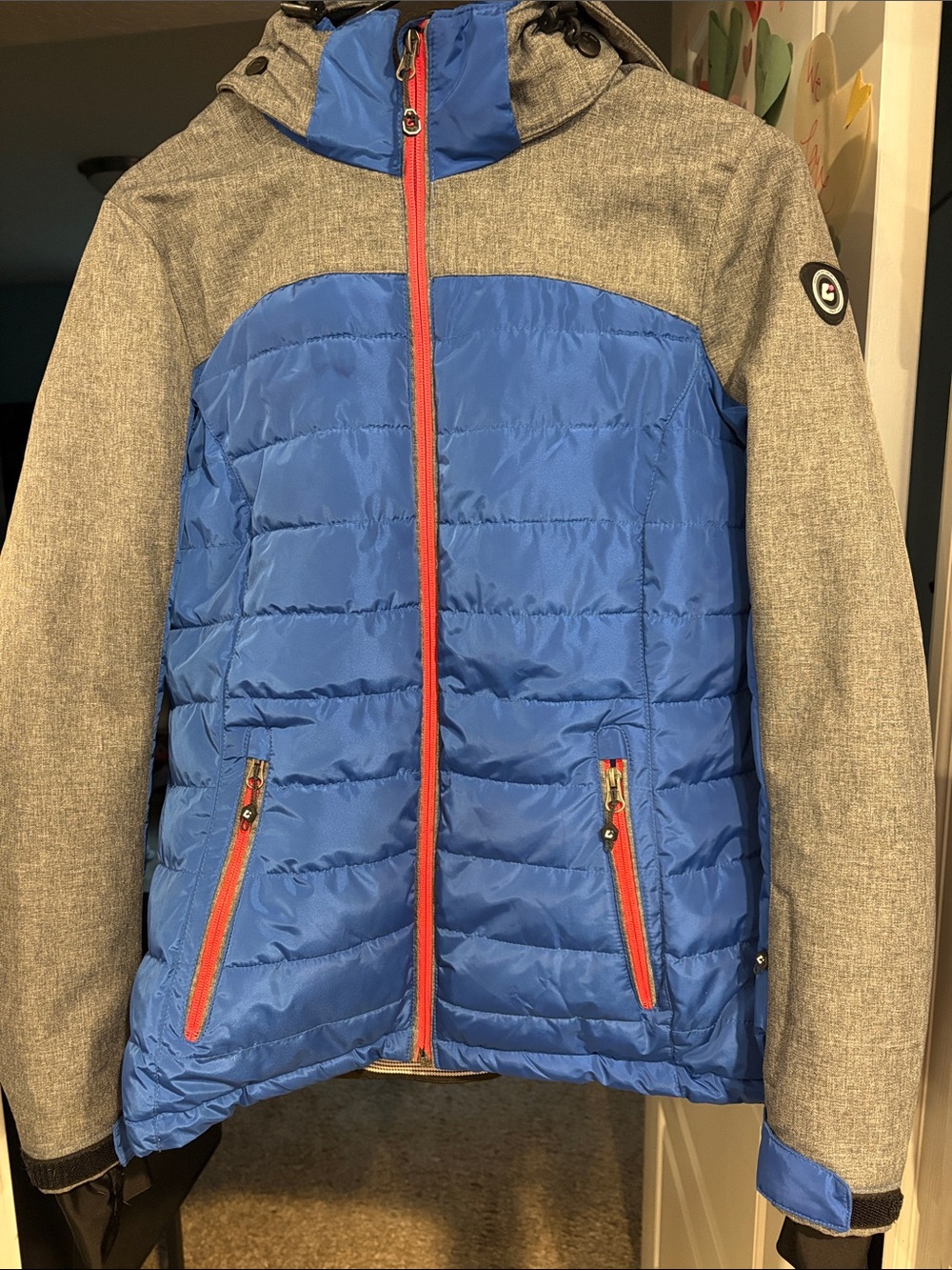 Killtec Blue and Gray Youth Hooded Puffer Jacket